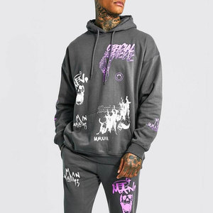 Custom Two-Piece Set for Men Acid Wash Sun Faded Tracksuit with Hooded Sweat Jogger Eco-Friendly Flare Pants Outfit for Winter - Product Image 3