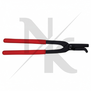 High Quality Reusable Forged Veterinary Instrument Handmade Curved Jaw Farrier <b>Hoof</b> Clincher with Red Grip Straight Design <b>Black</b> - Product Image 2