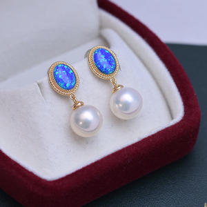 Pendientes Largos de Plata S925 con Circonita Estilo Coreano, Agua Dulce, 9-10mm, Blanco, Luz Intensa, Juego Completo - Product Image 1