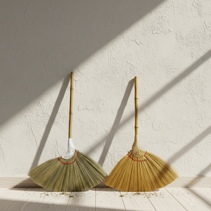 ไม้กวาดทรงกุ้ง ด้ามไม้ไผ่ธรรมชาติ อุปกรณ์กวาดพื้นในบ้านแบบดั้งเดิม เป็นมิตรกับสิ่งแวดล้อม - Product Image 2