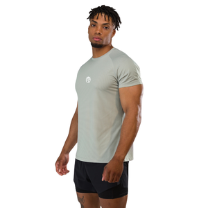 เสื้อยืดแขนสั้นสีเงินสำหรับผู้ชาย เนื้อผ้าฝ้ายพรีเมียม สวมใส่สบาย เหมาะสำหรับใส่ลำลอง ออกกำลังกาย มีสไตล์ ขายส่งจำนวนมาก เสื้อผ้ากีฬาแฟชั่น - Product Image 2