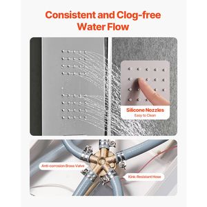 Soffione Doccia a Pioggia con Luci LED e Colonna Doccia in Acciaio Inox Spazzolato - Accessorio per Doccia da 53 Pollici - Product Image 5
