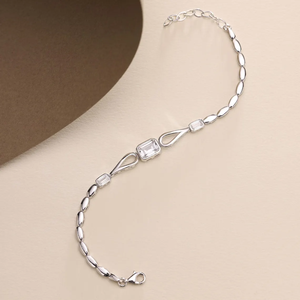 Pulsera de Plata de Ley 925 con Oro Puro de 14K, Diamantes Naturales, Topacio Blanco, Cadena de Rosario, Pulsera Ajustable, Corte Esmeralda, Joyería de Oro - Product Image 5