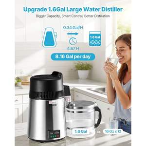 Purificador destilador de agua para encimera doméstica de 6L, aparato de vidrio de acero inoxidable de 900W para tratamiento de agua - Product Image 2