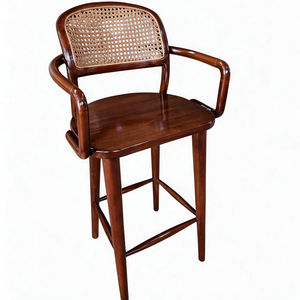 Silla de Bar de Madera de Teca y Ratán, Estilo Moderno y Minimalista, Ecológica, Duradera y Ligera, Hecha en Indonesia, Ideal para el Hogar, Bar o Gimnasio - Product Image 1