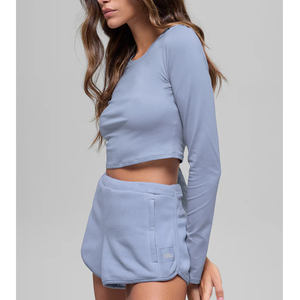 Ropa deportiva sin costuras para mujer, ropa de entrenamiento, leggings deportivos para gimnasio, top corto de manga larga para fitness, conjunto de yoga, conjuntos de yoga alo para mujer - Product Image 2