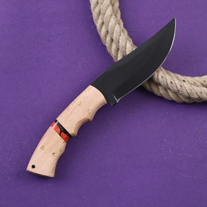 Cuchillo de caza y camping forjado a mano con hoja fija de acero raspado, punta caída, mango de hueso de grado industrial, personalizado OEM - Product Image 5