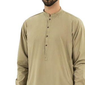 High Quality Summer Clothing Daily Wear <b>Shalwar</b> <b>Kameez</b> Sets Stand Collar Quarter Button Closure 2 Piece Suits For <b>Men</b> - Product Image 5