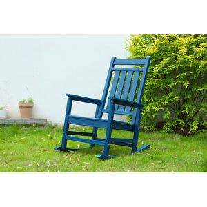 Sedia a dondolo oversize resistente alle intemperie con texture legno per adulti, ideale per portico, prato e giardino - Product Image 1