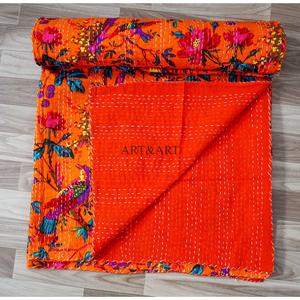 Elegant Classy Organic Cotton Handmade Printed Kantha Quilt Eco-Friendly Vintage Reversible Hand Block Print Home Hotel Use - Product Image 5