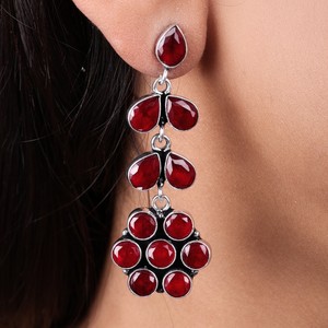 Wholesale Oxidized <b>Silver</b> Multi Stone <b>Dangle</b> <b>Earrings</b> Bulk Supplier | Direct Factory Manufacturer | Hot Selling Ready Stock - Product Image 4