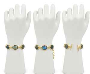 Bracelet à maillons ovales facettés en labradorite |   Bijoux avec fermoir à bascule plaqué or |   Bracelet en pierres précieuses en gros Mangalmay Corporation - Product Image 3