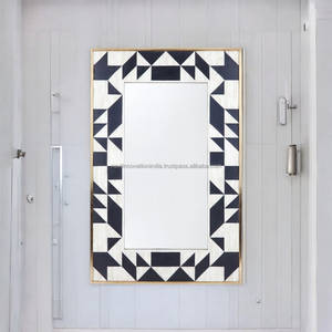 Marco de espejo de pared con incrustaciones de hueso de lujo moderno Acento decorativo elegante para cualquier habitación Inspirado en el diseño Art Deco - Product Image 3