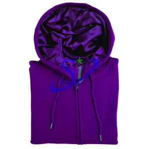 Mode Zip Up Winter Custom Bulk Nieuwe Collectie Unisex Katoen Slik Kap Outdoor Katoen Fleece Zijde Hoody Satijn Gevoerd hoodie