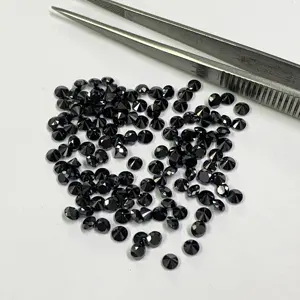 Penjualan laris Harga terjangkau berlian hitam alami 1.75mm potongan segi bulat grosir batu permata longgar untuk membuat perhiasan