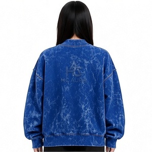 Sudadera Oversize de Felpa/Algodón con Lavado Ácido, Cuello Alto Simulado, Hombros Caídos, Color Negro, Premium, Estilo Urbano de Invierno, Más Vendida - Product Image 3