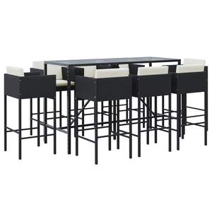 Conjunto de Bar de Jardín de Ratán PE Negro con Reposapiés, Muebles de Patio Elegantes - Product Image 2