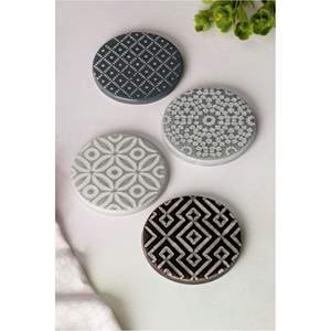 Juego de Posavasos Redondos Premium con Patrones Geométricos, Resistentes al Calor, Decorativos, de Piedra, para Bar y Oficina - Product Image 1