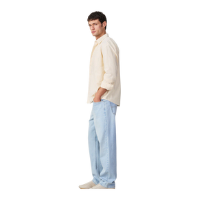 Jean droit bleu clair pour homme, taille mi-haute, coupe classique, en denim de coton décontracté, idéal pour le printemps - Product Image 2