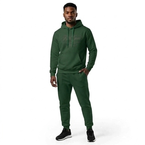 Men's <b>Pink</b> 100% Cotton <b>Tracksuit</b> Full Zip Hoodie Sweatpants <b>Set</b> Casual Solid Color Breathable Midweight Regular Fit Autumn Wear - Product Image 1