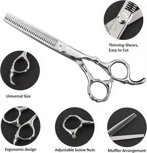 Stainless Steel Thinning Scissors 32 Teeth Blunt Tip <b>Long</b> <b>Handle</b> Right Handed Hair Salon Barber <b>Shears</b> - Product Image 4