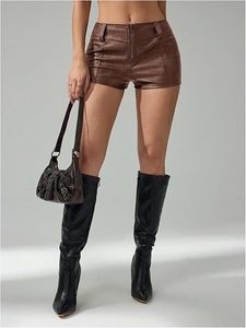 Wholesale Custom Women's Faux Leather Mini <b>Shorts</b> High Waist Vegan Leather Clubwear Fashion <b>Shorts</b> Manufacturer - Product Image 1
