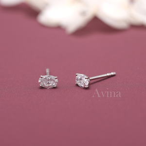 IGI Certified Lab Grown Diamond Oval <b>Stud</b> Earrings Solid 925 Sterling <b>Silver</b> Solitaire Oval Cut Mini Diamond - Product Image 5