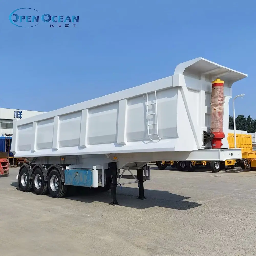 3/4/5 trục 35 mét khối 30-100 tấn thủy lực nghiêng phía sau kết thúc khai thác đá Dumper Dumper tipper Trailer bán