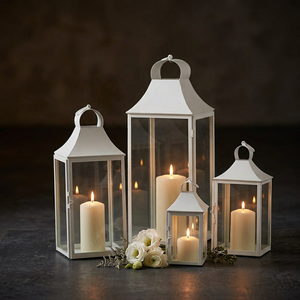 Manufacturers White Metal <b>Candle</b> Lanterns in Different Sizes for Home & <b>Weddings</b> Decoration - Product Image 1