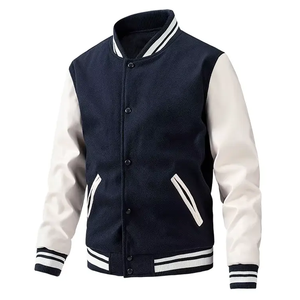 Custom <b>Winter</b> Wool Fabric Men's Bomber Jacket Stand <b>Quilted</b> Lining Fashionable Chenille Patches Letterman College Style - Product Image 1