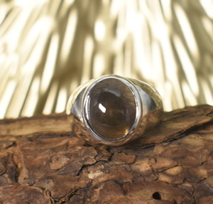 Anillo de piedra lunar negra con engaste de bisel, anillo de plata de ley 925 maciza para hombre - Product Image 1