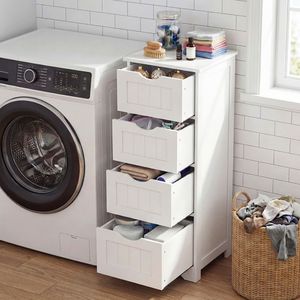 Mobiletto da terra a 4 cassetti autoportante con dispositivo anti-ribaltamento per bagno - Product Image 4