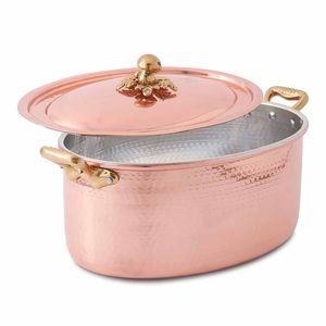 Casserole élégante en cuivre faite à la main avec couvercle et poignées en laiton, ustensile de cuisine classique pour la table à manger, la maison et les hôtels - Product Image 1