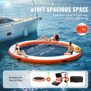 Plataforma Flotante Inflable de 10 Pies con Malla de PVC Antideslizante para Piscina, Trampolín Acuático, Plataforma Flotante Antideslizante para el Mar - Product Image 4