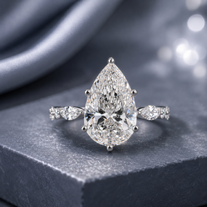 Marquise Pear Round Lab Grown Diamond <b>Statement</b> <b>Ring</b> S925 Sterling <b>Silver</b> White Gold Plated 5.13CT EF Luxury Women's <b>Ring</b> - Product Image 1