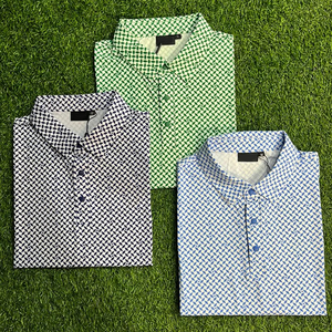 Chemise de <span class=keywords><strong>golf</strong></span> pour homme, coupe ajustée, imprimé tendance, col rigide, tissu extensible <span class=keywords><strong>4</strong></span> directions, léger et personnalisé, idéal pour le <span class=keywords><strong>sport</strong></span>. - Product Image 1