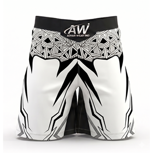 กางเกง MMA ผู้ชายทรงปกติ แห้งเร็ว พิมพ์ลายแบบ Sublimation สีเทาพร้อมลายสีขาว ของ Askar Wear Ind ขายส่ง - Product Image 1