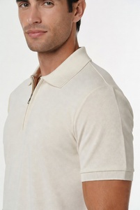 Polo zippé pour homme, manches courtes, qualité supérieure, service de logo personnalisé, tissu piqué, col design, respirant, anti-humidité - Product Image 2