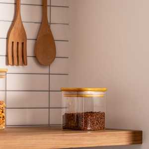 Boîte de rangement classique en métal avec couvercle en bois pour le rangement des aliments dans le garde-manger et une présentation élégante sur le comptoir - Product Image 2