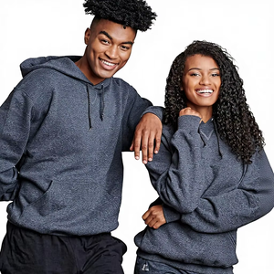 Sweat à capuche unisexe gris anthracite en molleton de coton doux – Vente en gros - Product Image 1