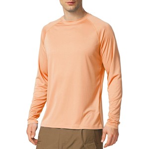 Rashguard unisexe à manches longues couleur pêche anti-UV UPF50+ anti-bactérien respirant séchage rapide polyester écologique pour l'extérieur - Product Image 1