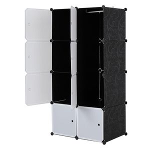 Organizzatore a 8 Cubi Bianco, Scaffali Impilabili in Plastica, Armadio Modulare Multifunzionale, Guardaroba Portatile Appendibile - Product Image 1