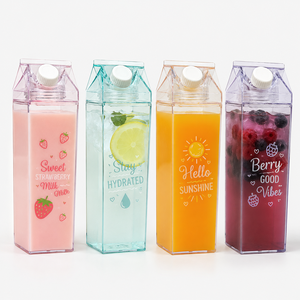 Botella de Agua de Plástico PET Transparente en Forma de Cartón de Leche, 250ml 500ml 750ml 1000ml, con Tapa de Rosca Blanca, para Jugo, Leche, Té, Vietnam - Product Image 6