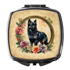 Schipperke Flowers Compact Travel Makeup <b>Mirror</b> Folding Handheld <b>Pocket</b> <b>Mirror</b> for Women and Girls Decorative Gift Idea - Product Image 1