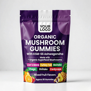 Private Label Mushroom & Ashwagandha Herbal Gummies with Mixed Fruit Flavor 60-count OEM Factory - Product Image 1