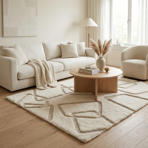 Modern Geometric 3D Stereo Area Rug Soft Floor <b>Mat</b> Neutral Pattern for Living Room Bedroom Bathroom - Product Image 6