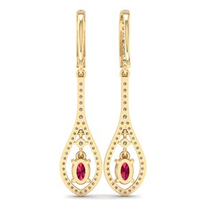 Boucles d'oreilles pendantes REYES en argent sterling 925 avec rubis et moissanite certifiée GRA, bijoux fins pour femmes, prix de gros - Product Image 5