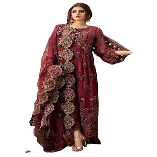 Organza Shalwar Bộ Gương Nặng Thiết Kế Eid Mới Làm Việc Shalwar Kameez Pakistan Salwar Pakistan Quần Áo Shalwar Kameez