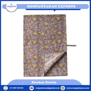 Produits les plus vendus, torchon de cuisine en coton bohème avec imprimé feuille de citron, chiffon de nettoyage rectangulaire réutilisable pour la cuisine - Product Image 2