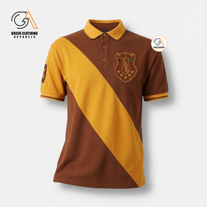 เสื้อยืดสโมสรนักศึกษาชาย Iota Phi Theta ปักอักษรกรีก สีน้ำตาลเหลืองตัดกัน ผ้ากันยับ ระบายอากาศได้ดี - Product Image 4